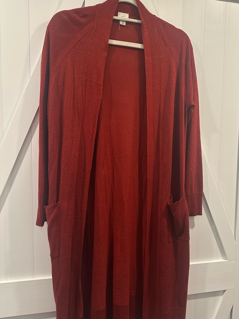 Open-Front Longline Women's Sweater Cardigan - Rust